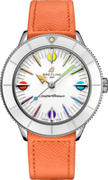 Breitling Superocean Heritage '57 Pastel Paradise White Dial Orange Leather Watch for Women - A10340A11A1X1