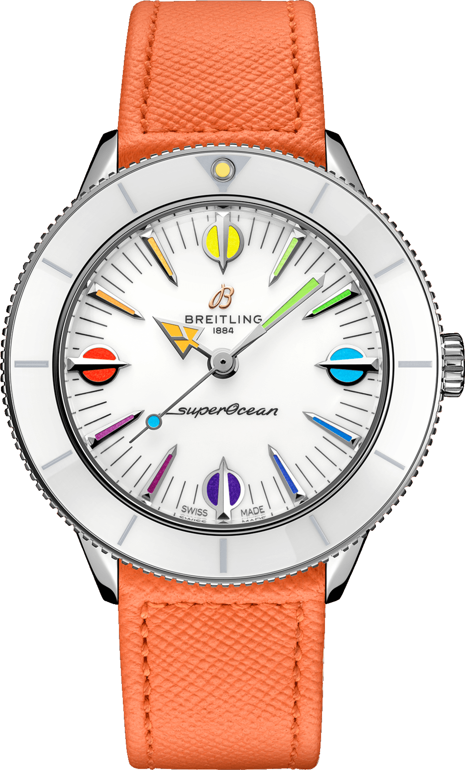 Breitling Superocean Heritage '57 Pastel Paradise White Dial Orange Leather Watch for Women - A10340A11A1X1