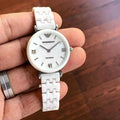 Emporio Armani Ceramica Mother of Pearl Dial White Ceramic Strap Watch For Women - AR1486