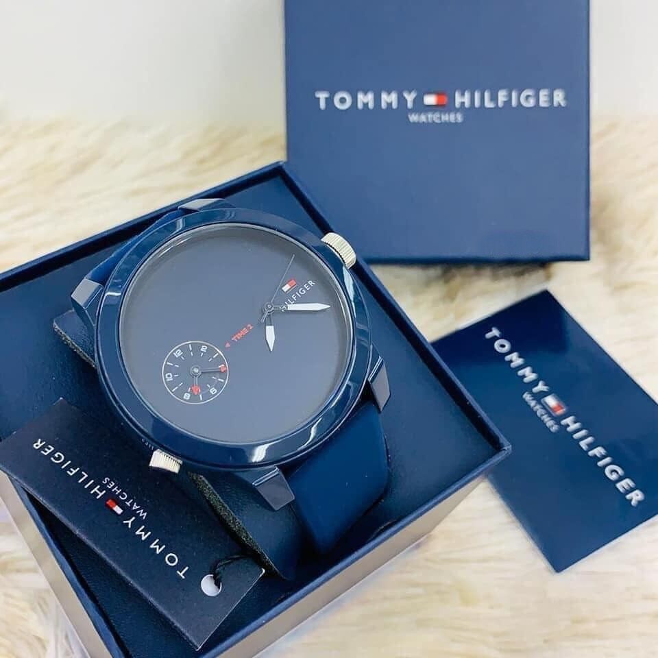 Tommy Hilfiger Denim Quartz Blue Dial Blue Rubber Strap Watch for Men - 1791325