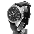 Fossil Grant Chronograph Black Dial Black Leather Strap Watch for Men - FS4812