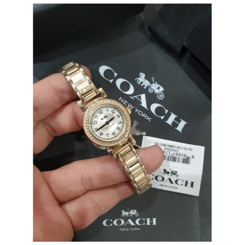 Coach Madison White Dial Gold Steel Strap Watch for Women - 14502403