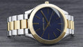 Michael Kors Slim Runway Blue Dial Two Tone Steel Strap Watch for Women - MK3479