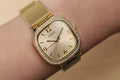 Guess Tapestry Diamonds Gold Dial Gold Mesh Bracelet Watch for Women - GW0354L2