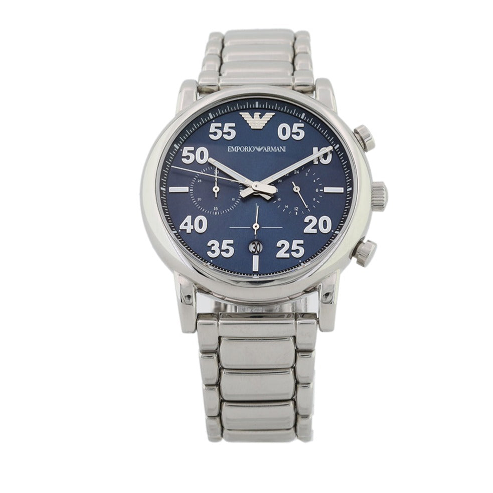 Emporio Armani Luigi Chronograph Blue Dial Silver Steel Strap Watch For Men - AR11132