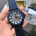 Fossil Modern Machine Automatic Skeleton Grey Dial Black Steel Strap Watch for Men - ME3134