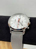 Fossil Neutra Chronograph White Dial Silver Mesh Bracelet Watch for Men - FS5382