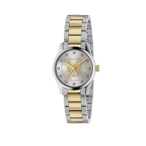 Gucci G Timeless Quartz Diamonds Silver Dial Two Tone Steel Strap Watch For Women - YA1265016