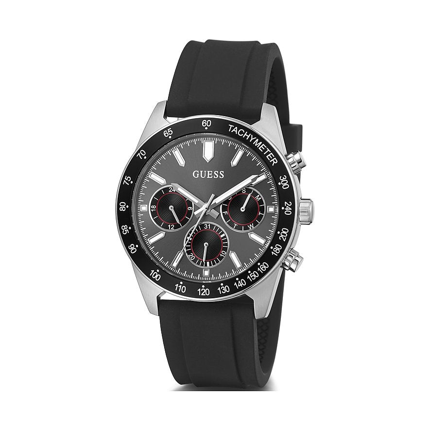 Guess Altitude Chronograph Black Dial Black Rubber Strap Watch for Men - GW0332G1