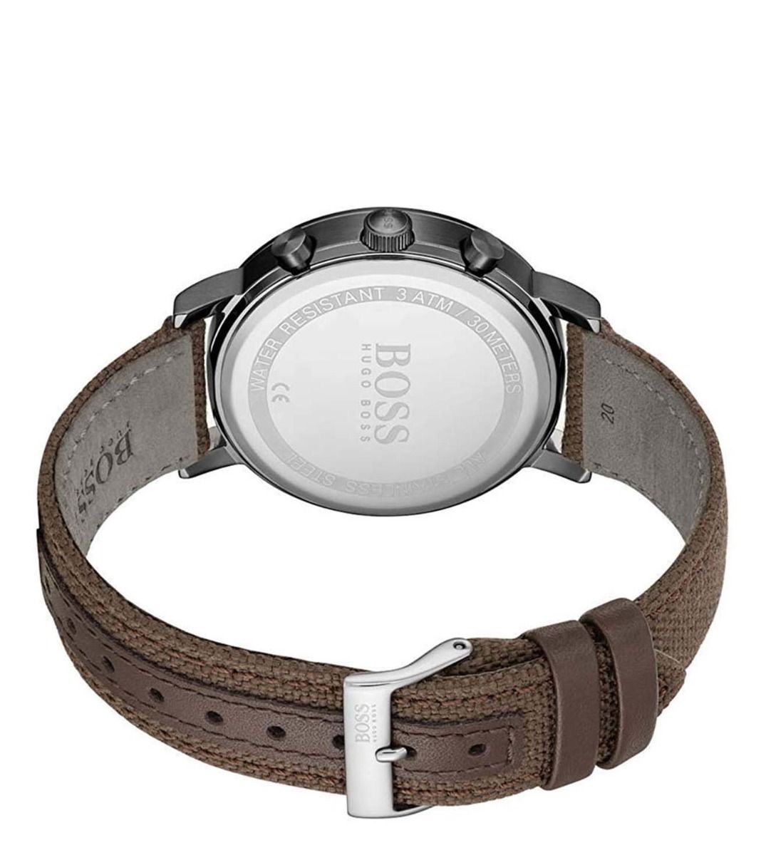 Hugo Boss Spirit White Dial Brown Nylon Strap Watch for Men - 1513690