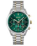 Hugo Boss Champion Chronograph Green Dial Two Tone Steel Strap Watch for Men - 1513878