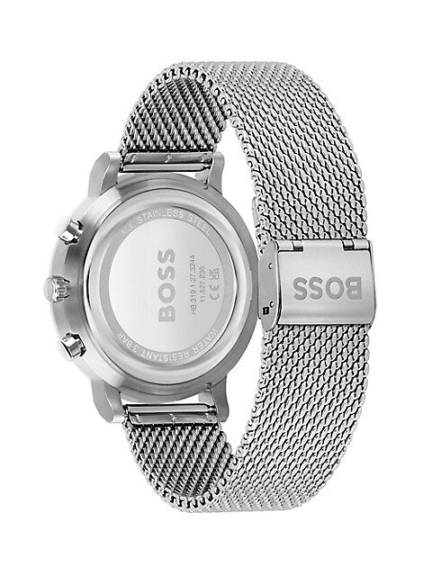 Hugo Boss Skymaster White Dial Silver Mesh Bracelet Watch for Men - 1513933