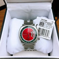 Gucci Grip Chronograph Red Dial Silver Steel Strap Watch For Men - YA157303