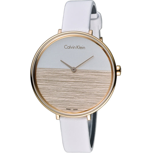 Calvin Klein Rise White Dial White Leather Strap Watch for Women - K7A236LH