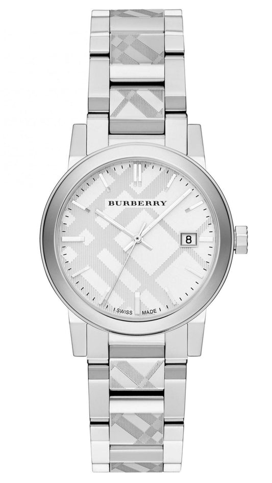 Burberry The City White Dial Silver Steel Strap Watch for Women - BU9144