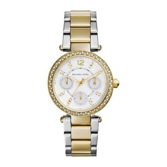 Michael Kors Parker White Dial Two Tone Steel Strap Watch for Women - MK6055