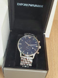 Emporio Armani Gianni Chronograph Blue Dial Silver Steel Strap Watch For Men - AR80013