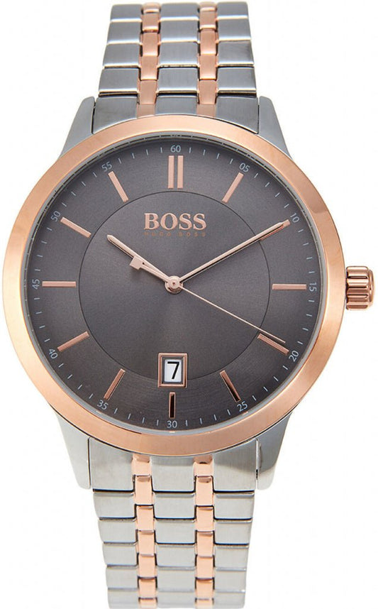 Hugo Boss Classic Grey Dial Two Tone Stainless Steel Strap Watch for Men - 1513688