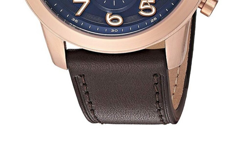 Fossil Pilot 54 Chronograph Blue Dial Brown Leather Strap Watch for Men - FS5204