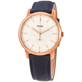 Fossil The Minimalist Slim White Dial Blue Leather Strap Watch for Men - FS5371