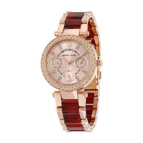 Michael Kors Parker Rose Gold Dial Two Tone Steel Strap Watch for Women - MK6239