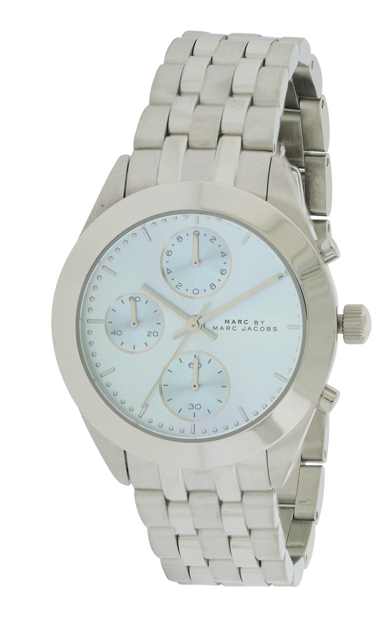 Marc Jacobs Peeker Chronograph Silver Dial Silver Stainless Steel Strap Watch for Women - MBM3371