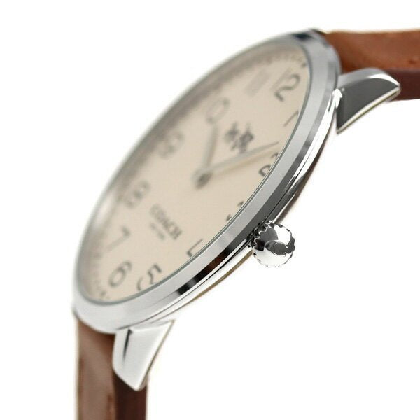 Coach Slim Easton White Dial Brown Leather Strap Watch for Women - 14502682