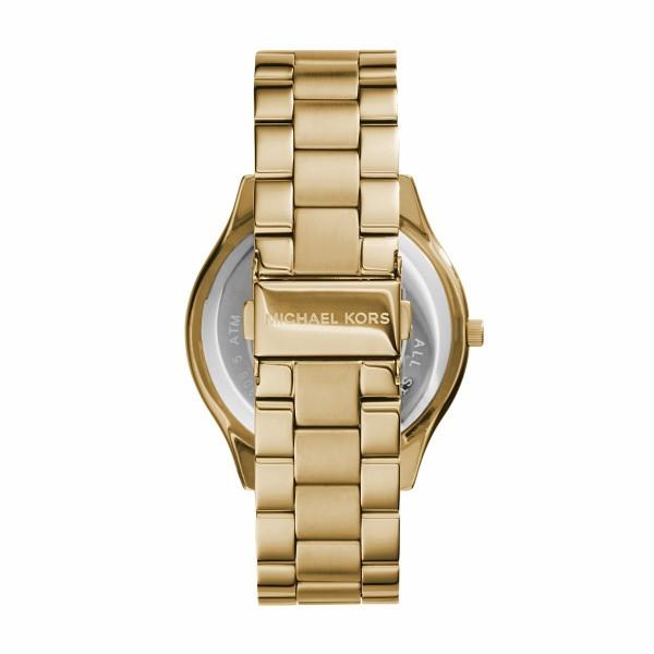 Michael Kors Slim Runway Black Dial Gold Steel Strap Watch for Women - MK3803