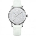 Swarovski Crystalline Hours Silver Dial White Leather Strap Watch for Women - 5295383