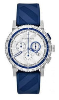 Burberry City Sport Chronograph White Dial Blue Rubber Strap Watch For Men - BU9808