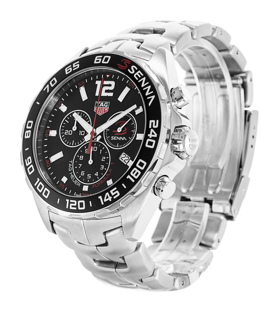 Tag Heuer Senna Chronograph Special Edition Black Dial Silver Steel Strap Watch for Men - CAZ1015.BA0883