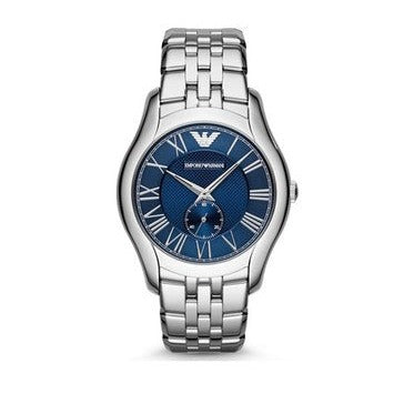 Emporio Armani Valente Chronograph Blue Dial Silver Steel Strap Watch For Men - AR1789