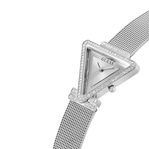 Guess Fame Diamonds Silver Dial Silver Mesh Bracelet Watch for Women - GW0508L1