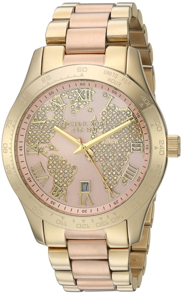 Michael Kors Layton Rose Gold Dial Gold Stainless Steel Strap Watch for Women - MK6476