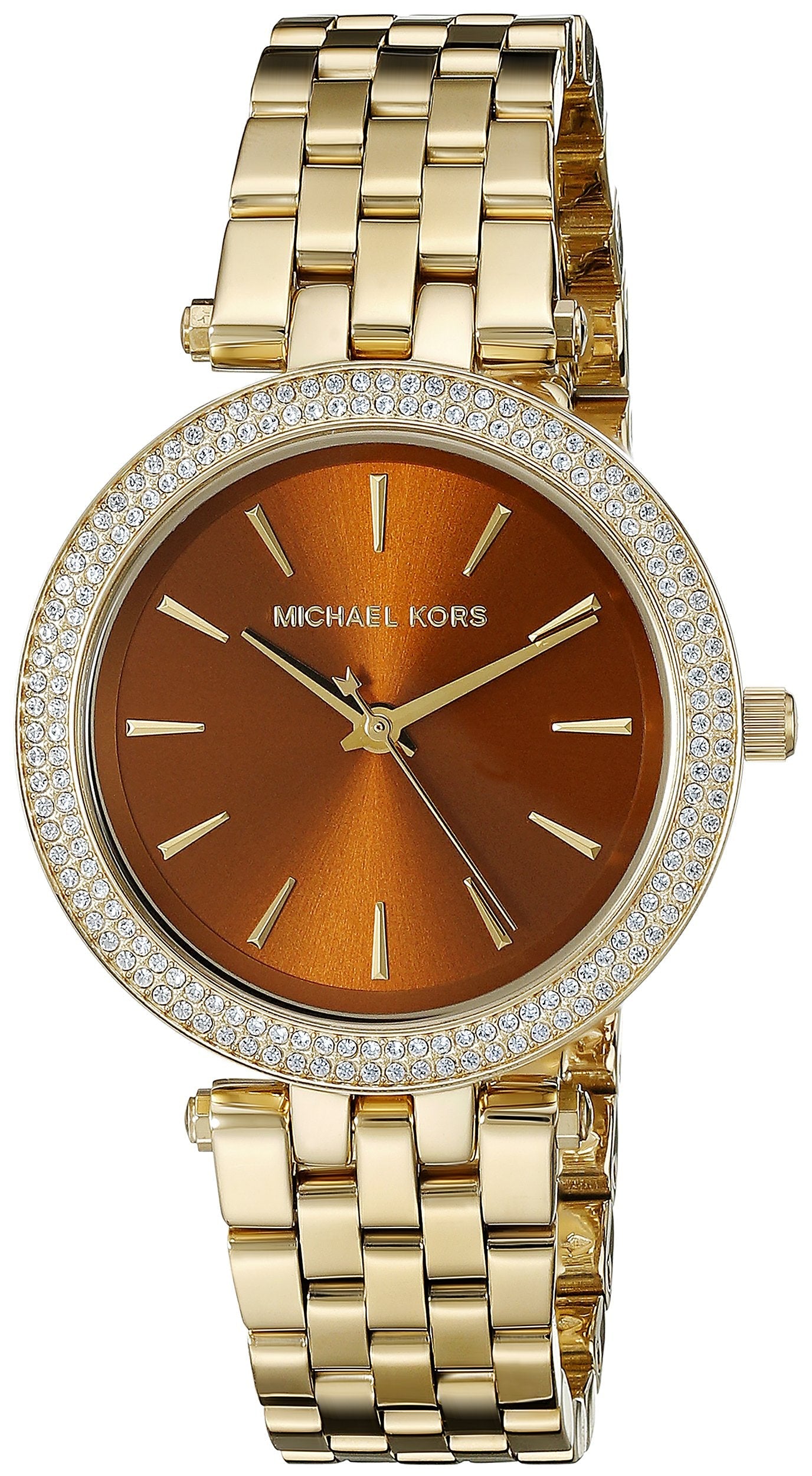 Michael Kors Darci Amber Dial Gold Steel Strap Watch for Women - MK3408