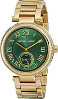 Michael Kors Skylar Green Dial Gold Steel Strap Watch for Women - MK6065