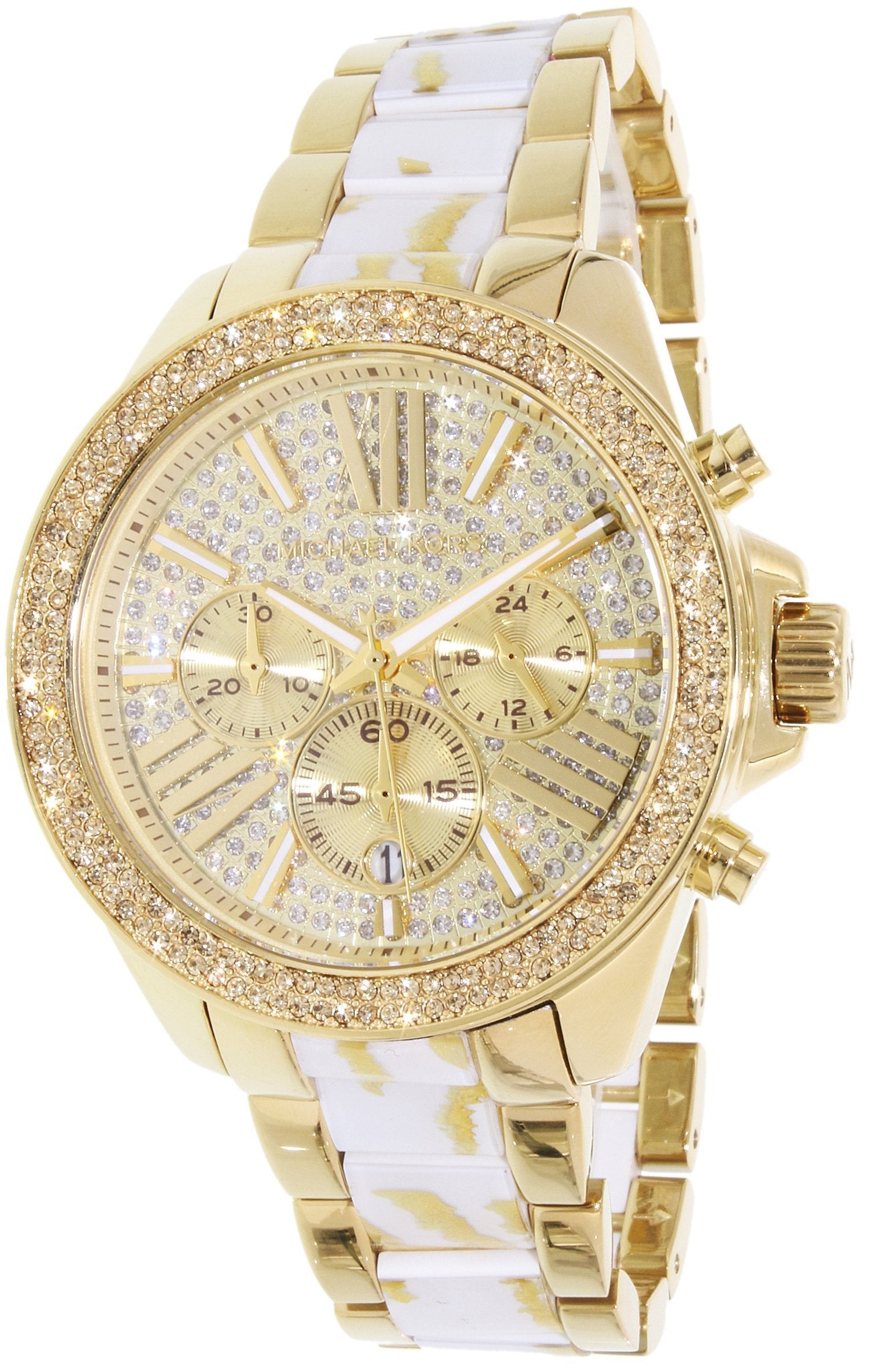 Michael Kors Wren Gold Diamonds Dial Two Tone Steel Strap Watch for Women - MK6157