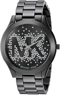 Michael Kors Slim Runway Black Dial Black Steel Strap Watch for Women - MK3589