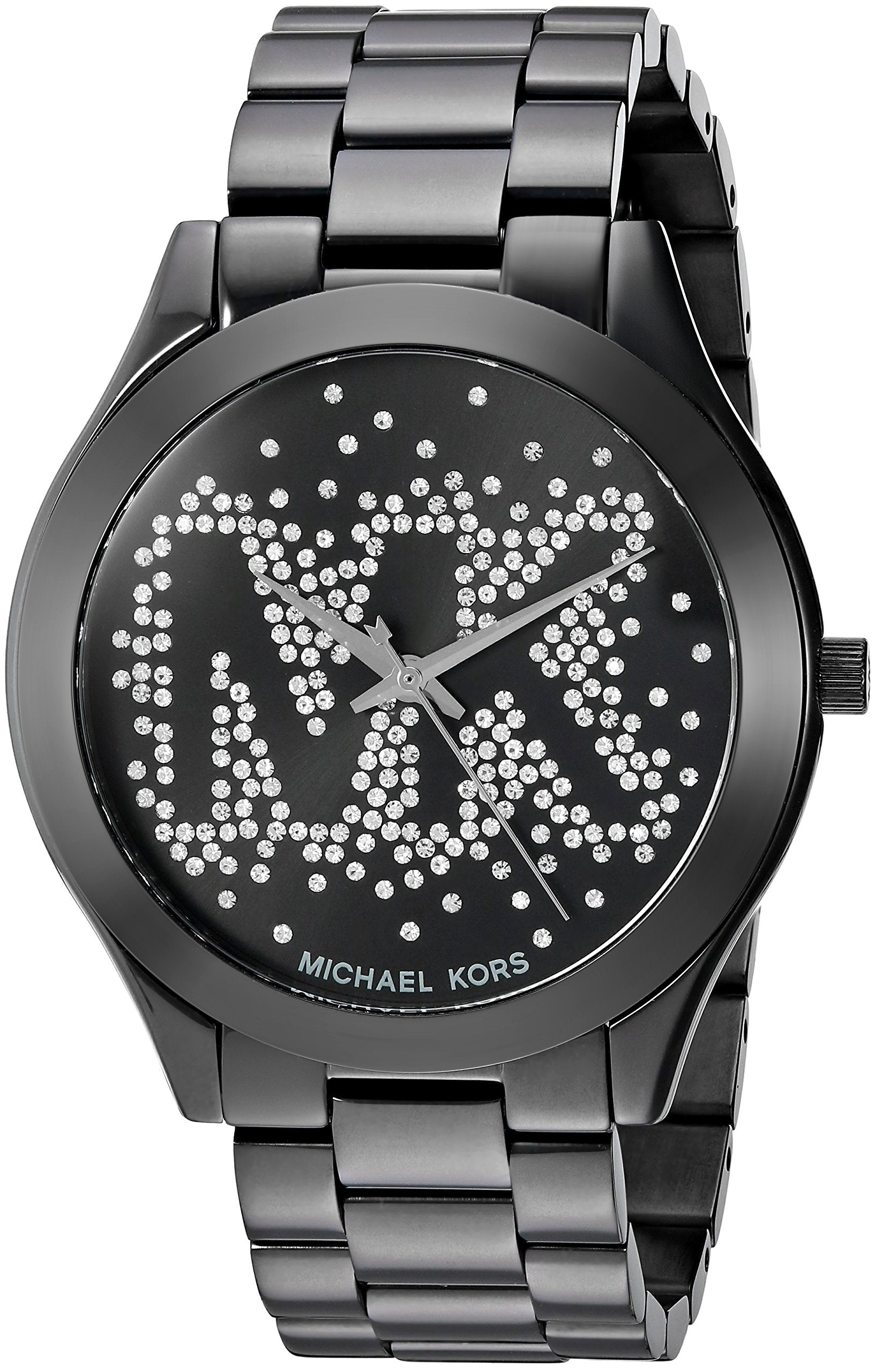 Michael Kors Slim Runway Black Dial Black Steel Strap Watch for Women - MK3589