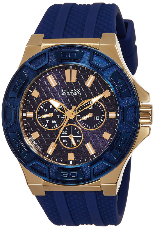 Guess Force Blue & Rose Gold Dial Blue Silicone Strap Watch For Men - W0674G2