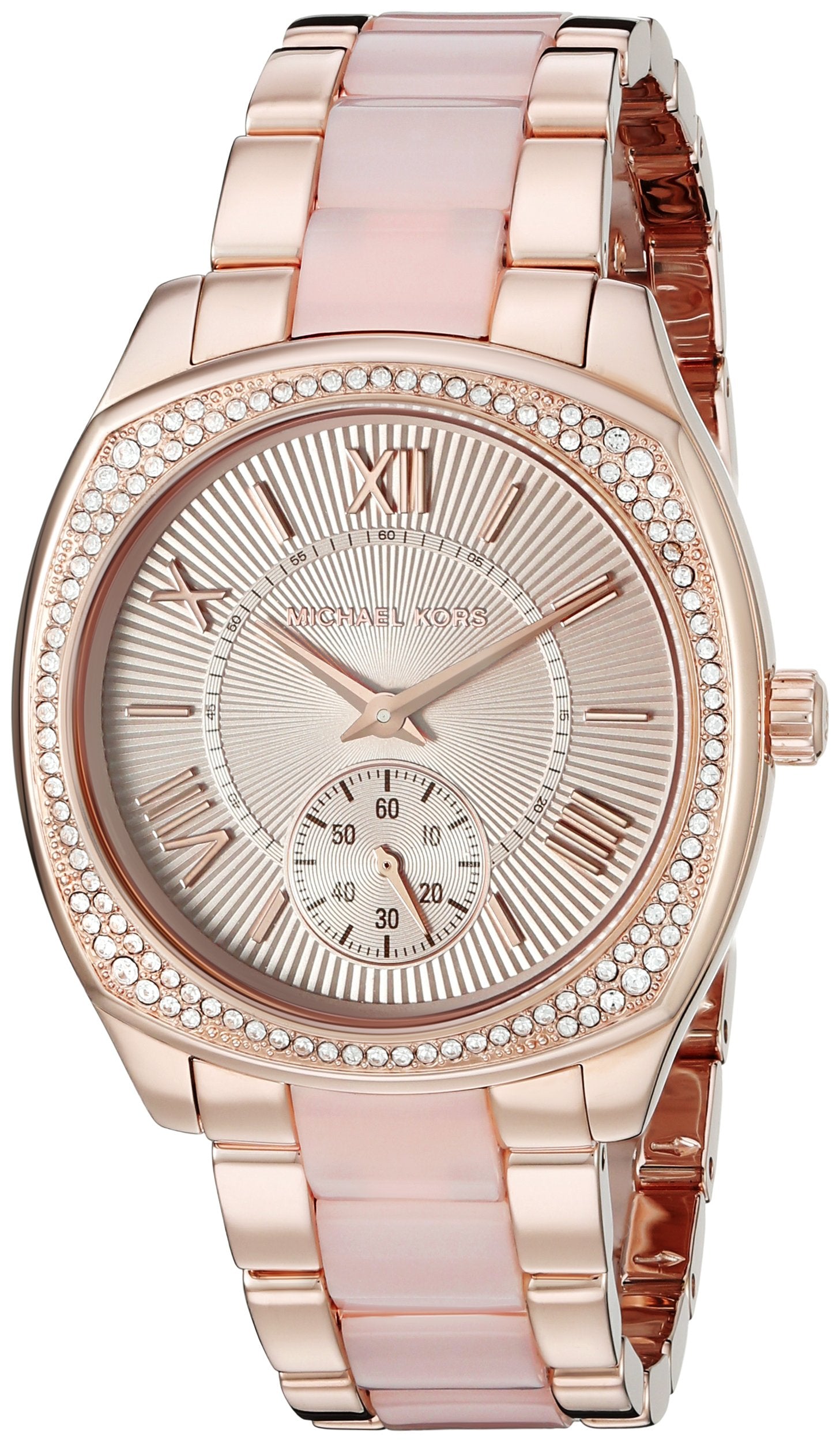 Michael Kors Bryn Rose Gold Dial Two Tone Steel Strap Watch for Women - MK6135