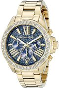 Michael Kors Wren Blue Dial with Diamonds Gold Steel Strap Watch for Women - MK6291