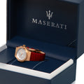 Maserati Potenza 35mm White Rose Gold Dial Red Leather Strap Watch For Women - R8851108501