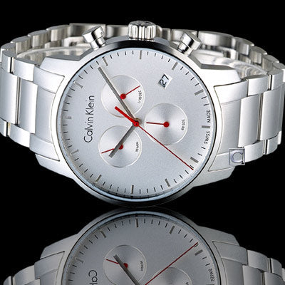 Calvin Klein City Chronograph White Dial Silver Steel Strap Watch for Men - K2G271Z6