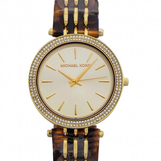 Michael Kors Darci Gold Dial Brown Two Tone Steel Strap Watch for Women - MK4326
