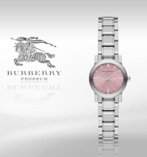 Burberry The City Diamonds Pink Dial Silver Steel Strap Watch for Women - BU9231