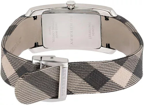 Burberry Nova Check Silver Dial Two Tone Leather Strap Watch For Women - BU9404