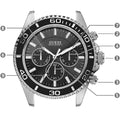 Guess Chaser Chronograph Black Dial Silver Steel Strap Watch for Men - W0170G1