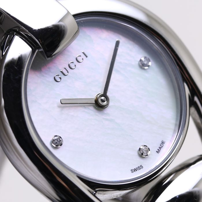 Gucci Horsebit Collection Diamonds Mother of Pearl Dial Silver Steel Strap Watch For Women - YA139506