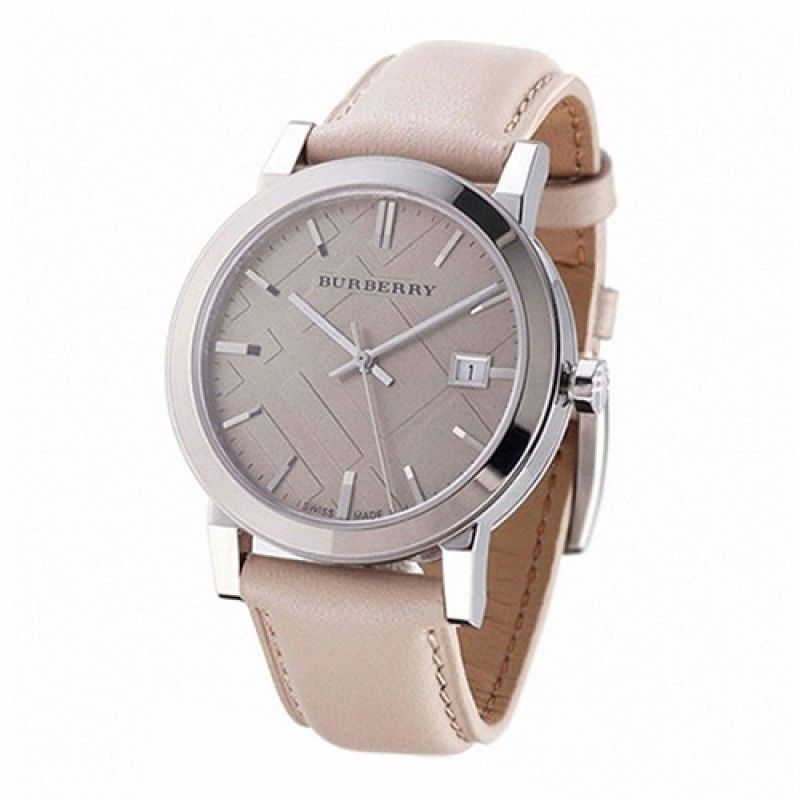 Burberry The City Silver Dial Beige Leather Strap Unisex Watch - BU9010